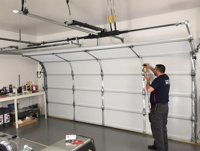 Whittier Garage Door Repair certified technician performing overhead door system repair in Whittier