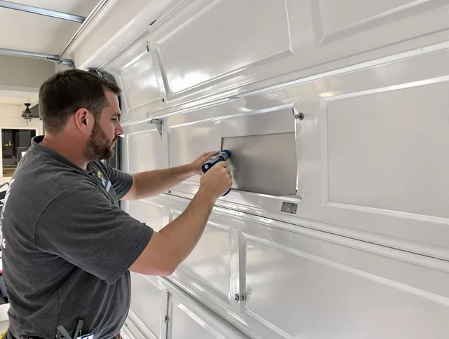 Garage door panel repair by Whittier Garage Door Repair in Whittier